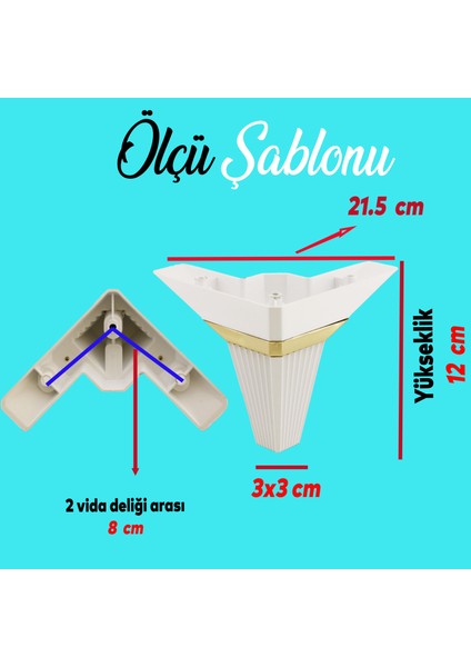 Mobilya Kanepe Çekyat Sehpa Tv Ünitesi Koltuk Ayağı Baza Ayak 12 cm Beyaz Altın fiyatları