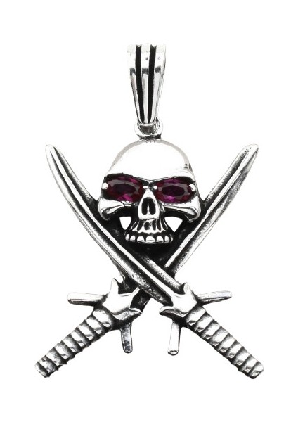 Gümüş 925 Ayar Kafatası Kolye Ucu