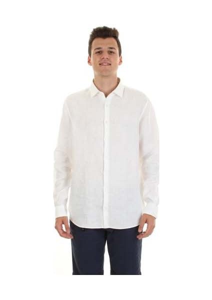 Erkek Marka Logolu Uzun Kollu Slim Fit Beyaz Gömlek K10K109286-0K4