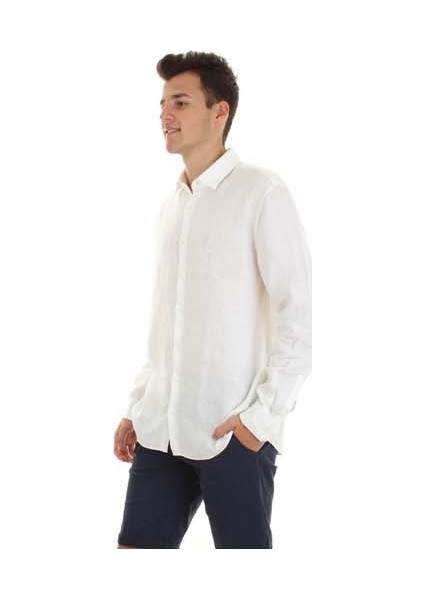 Erkek Marka Logolu Uzun Kollu Slim Fit Beyaz Gömlek K10K109286-0K4