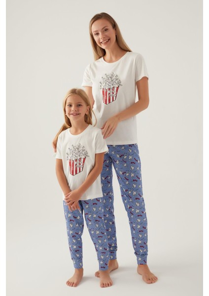 Aile Pijama Takımı, Popcorn Baskılı, %100 Pamuk, (Ayrı Ayrı Fiyatlandırılır)