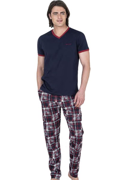 Erkek V Yaka Yazlık Pijama Takım, %100 Pamukludur