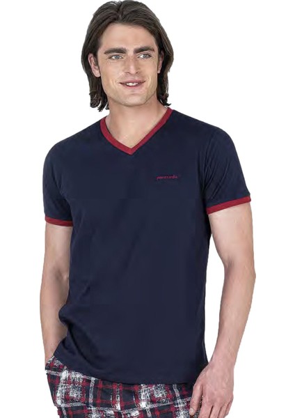 Erkek V Yaka Yazlık Pijama Takım, %100 Pamukludur