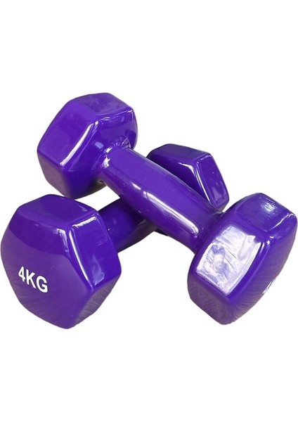 Ckspor 4 kg x 2 Adet Köşeli Vinly Dambıl Seti Kaymaz Özel Kaplama Ithal Ergonomik Dambıl