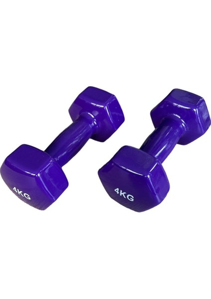Ckspor 4 kg x 2 Adet Köşeli Vinly Dambıl Seti Kaymaz Özel Kaplama Ithal Ergonomik Dambıl