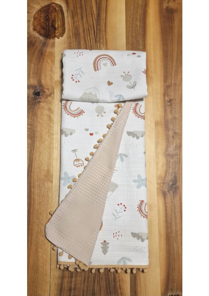 Müslin Pike Battaniye Pamuk 100X80 Ölçülerinde Bebek Battaniyesi