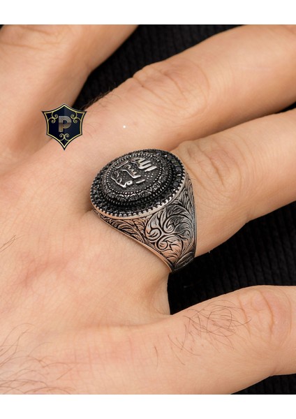 Gümüş Mührü Şerif Zirkon Taş Süslemeli 925 Ayar Gümüş Erkek Yüzüğü modelleri