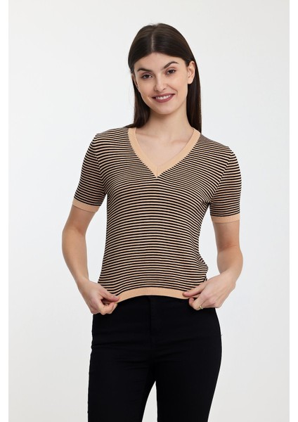 Çizgili V Yaka KAZAK(A92062-S) fiyatları