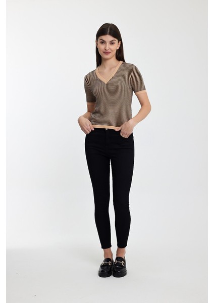 Çizgili V Yaka KAZAK(A92062-S) indirimleri