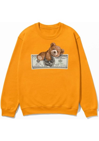 Ayıcık Baskılı Organik Kumaş Sweatshirt