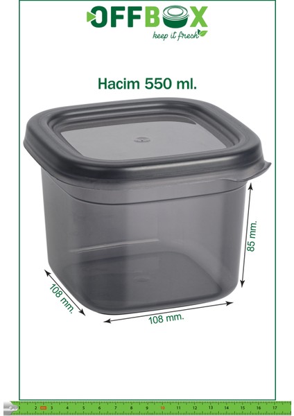 K550-12K 12 Li Kare Saklama Kabı Baharatlık Takımı 0,55 Litre 20 Etiket 12 Kaşık Hediyeli