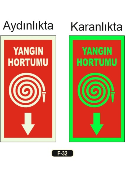 Fotolümen Fosforlu Yangın Hortumu Yön Levhası Bant Hediyeli