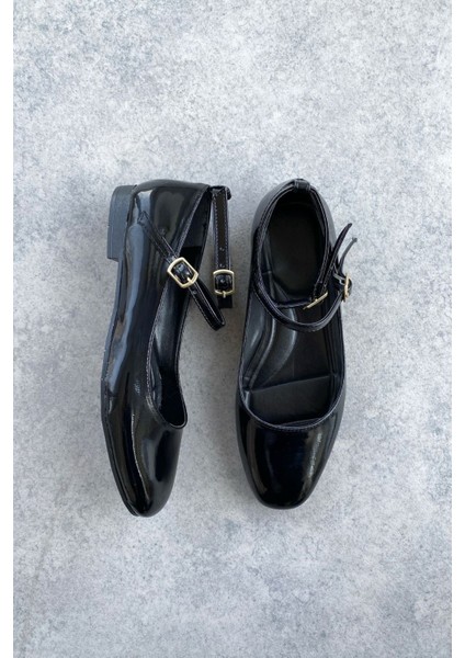 Kadın Lavenzo Babet Ayakkabı - Siyah-Rugan