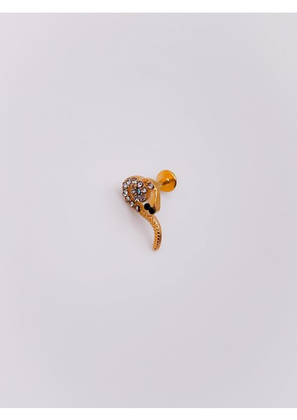 Cerrahi Çelik Piercing Zirkon Taşlı Yılan Figürlü Kıkırdak Helix Tragus PIERCING(1ADET) fiyatları