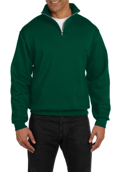 Erkek Dik Yaka Silver Yarım Fermuarlı Sweatshirt