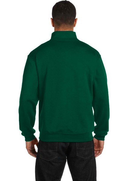 Erkek Dik Yaka Silver Yarım Fermuarlı Sweatshirt