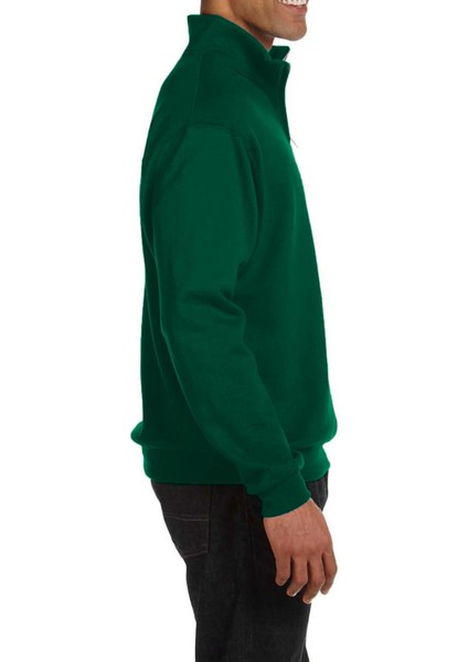 Erkek Dik Yaka Silver Yarım Fermuarlı Sweatshirt