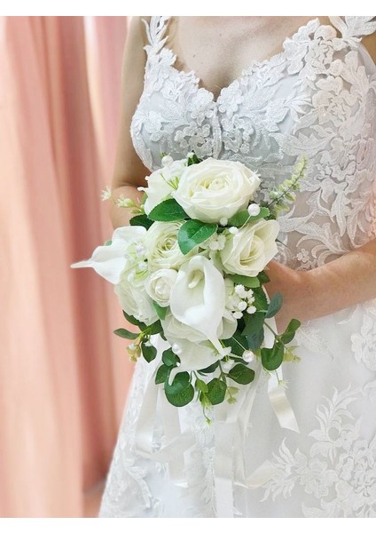 Fulya Gelin Buketi ve Damat Yaka Çiçeği (Gelin, Düğün, Nişan, Kına, El Buketi, Gelin Çiçeği, Damat)