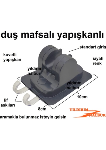 Duş Mafsalı Yapışkanlı Lif Askılı Fiskiye Oturağı Banyo El Duşu Sehpası Plastik Siyah fiyatları