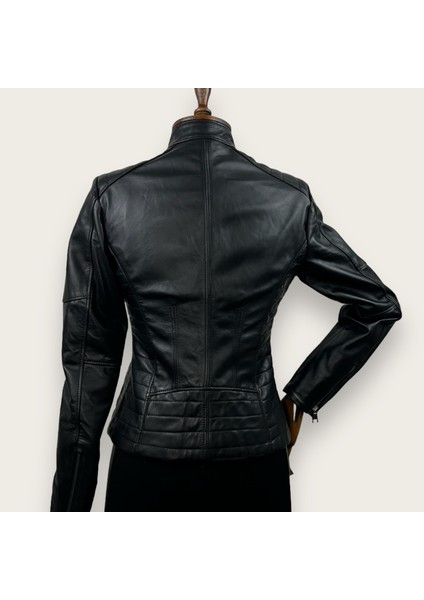 Kadın Slim Fit Deri Ceket %100 Hakiki Deri Usta İşçilik Düz Desen modelleri