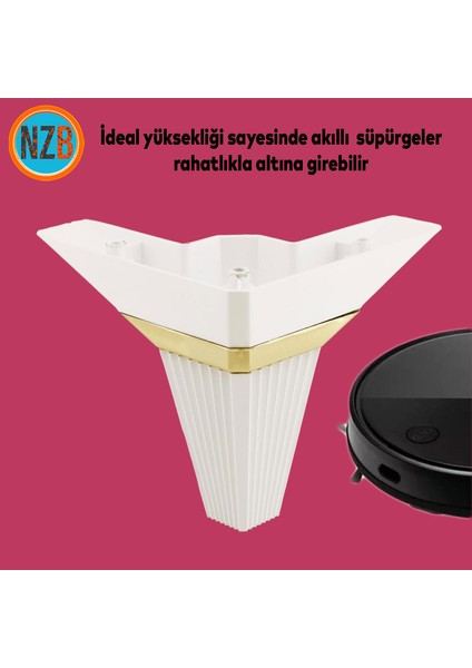 Mobilya Kanepe Çekyat Sehpa Tv Ünitesi Koltuk Ayağı Baza Ayak 12 cm Beyaz Altın fırsatları