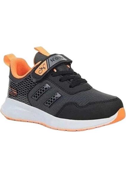 Ndrops Sneaker Esnek Hafif Rahat Terletmez Çocuk Spor Ayakkabı Tam Kalıp Günlük Ayakkabı Siyah Orange