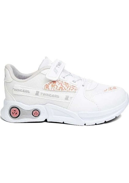 Beyaz Pudra Unisex Kids Sneaker Esnek Rahat Kalıp Çocuk Spor Ayakkabı Tam Kalıp Günlük Ayakkabı