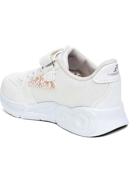 Beyaz Pudra Unisex Kids Sneaker Esnek Rahat Kalıp Çocuk Spor Ayakkabı Tam Kalıp Günlük Ayakkabı