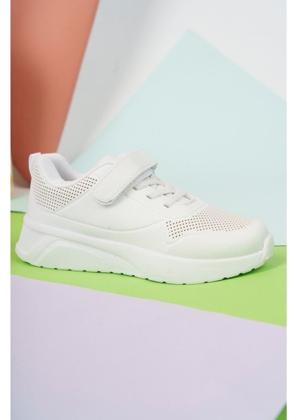 Cırtlı Beyaz Çocuk Spor Ayakkabı Zila