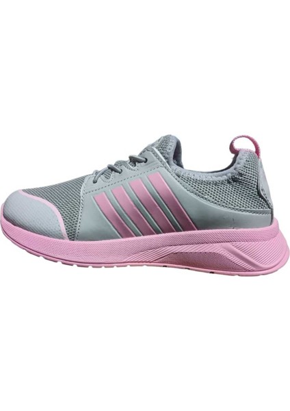 Kids Sneaker Bağcıksız Aqua Ultra Hafif Ortopedik Unisex Spor Ayakkabı Gri Pembe