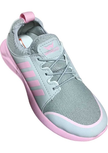 Kids Sneaker Bağcıksız Aqua Ultra Hafif Ortopedik Unisex Spor Ayakkabı Gri Pembe