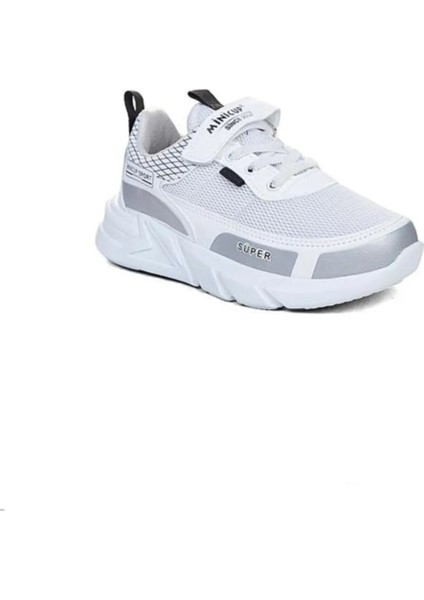 Beyaz Unisex Kids Sneaker Esnek Rahat Kalıp Çocuk Spor Ayakkabı Tam Kalıp Günlük Ayakkabı