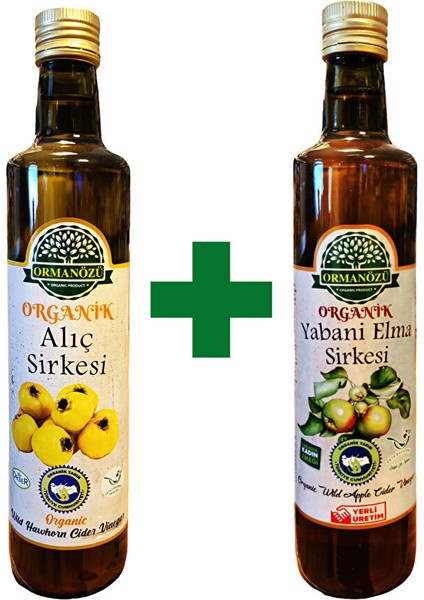 Organik Alıç Sirkesi 500 ml + Organik Yabani Elma Sirkesi 500 ml