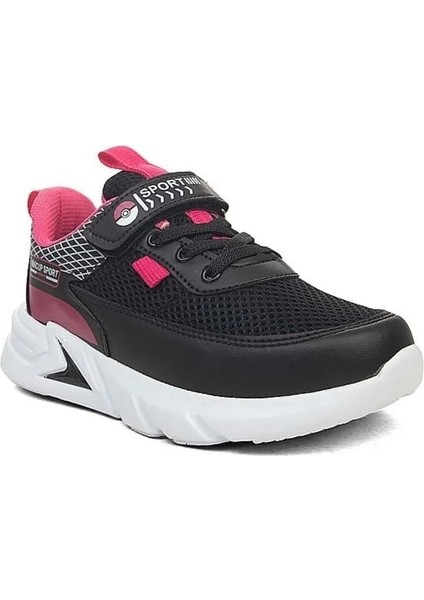 Siyah Fuşya Unisex Kids Sneaker Esnek Rahat Kalıp Çocuk Spor Ayakkabı Tam Kalıp Günlük Ayakkabı