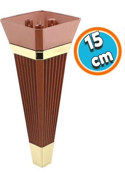 Mobilya Kanepe Çekyat Sehpa Tv Ünitesi Koltuk Ayağı Baza Ayak 15 cm Ceviz Altın