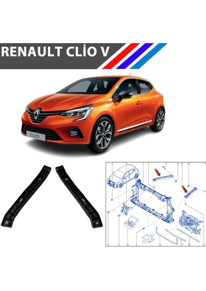 Nvr Renault Clio 5 Ön Panel Destek Braket Takımı Sağ ve Sol Set Orijinal 625542599R