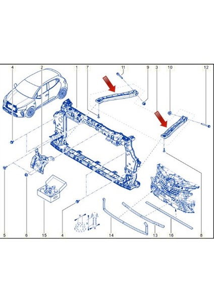 Nvr Renault Clio 5 Ön Panel Destek Braket Takımı Sağ ve Sol Set Orijinal 625542599R