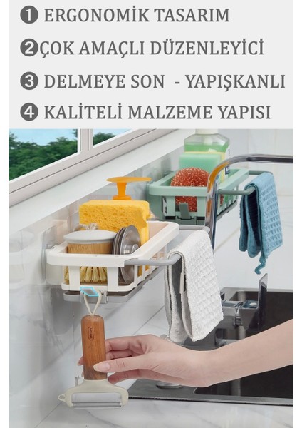 Yapışkanlı Pratik Çok Amaçlı Mutfak Banyo Lavabo Düzenleyici Askılı Organizer Sıvı Sabunluk