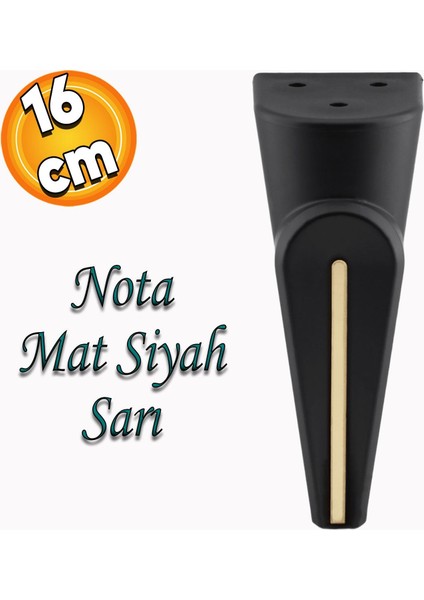 Nota Lüks Mobilya Kanepe Sehpa Tv Ünitesi Koltuk Ayağı Baza Ayakları Siyah Sarı Altın 16 cm