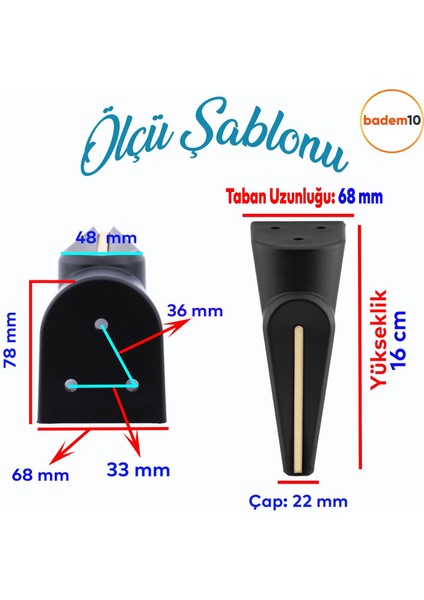 Nota Lüks Mobilya Kanepe Sehpa Tv Ünitesi Koltuk Ayağı Baza Ayakları Siyah Sarı Altın 16 cm fiyatları