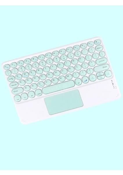 Wenn Tab Ultra 10.1" Uyumlu Kablosuz Bluetooth Şarj Edilebilir Mini Q Touchpad'li Klavye - Mavi