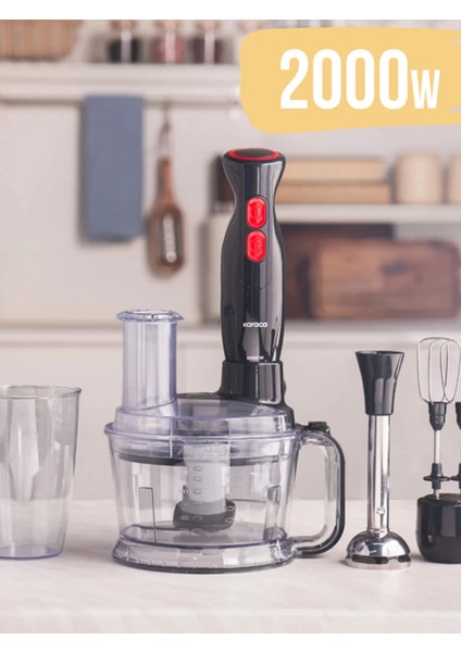 2000W Turbo Doğrayıcı, Dilimleme Rondo, Blender - Ikili Çelik Mikser 6 In 1 Çok Amaçlı Mutfak Robotu