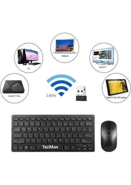 Wenn Tab Pro 10 10.1" Uyumlu Wireless 2.4 Ghz Kablosuz Klavye Mause Seti