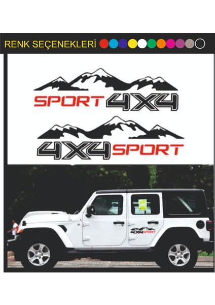 Araç Oto Offroad Sticker Kırmızı-Siyah 50X15 cm 2 Adet