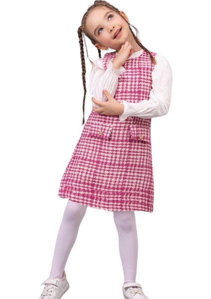 Kız Çocuk Ekose Ikili Jile Elbise