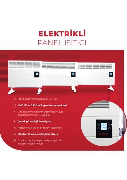 1500 Watt LCD Ekranlı Elektrikli Isıtıcı Panel Konvektör Isıtıcı fiyatları