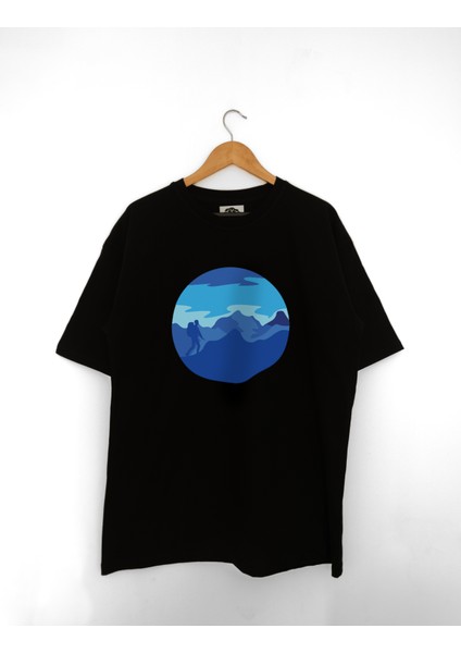 Unisex Oversize %100 Organik Pamuk Bluemountain T-Shirt