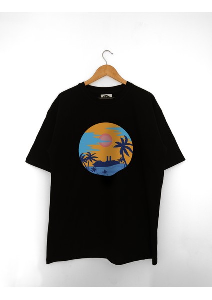 Unisex Oversize %100 Organik Pamuk Sunsetship T-Shirt