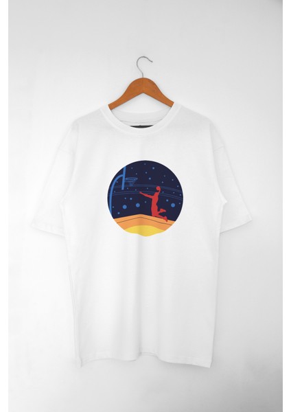 Unisex Oversize %100 Organik Pamuk Basketball T-Shirt