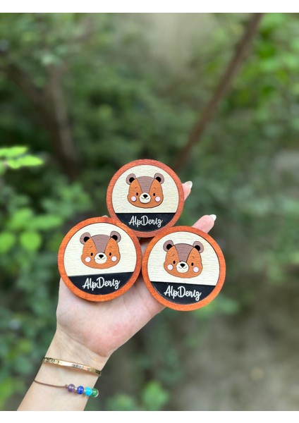 Baykuş Craft Mimarlık Özel Tasarım Hayvan Ayıcık Safari Hediyelik Hastane Çıkışı Handmade Ahşap Bebek Magnet - 20 Adet